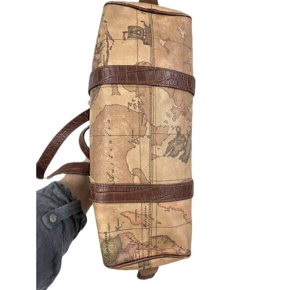 Alviero Martini 1st Classe Hand Bag - Leather Map Print Made in Italy 2011 $570 - Picture 6 of 9